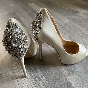 Badgley Mischka “Kiara” Satin/crystal pumps